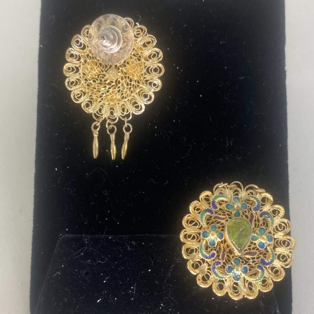 Barbara Garwood Peridot Earrings 24KT GOLD OVER STERLING Collectable Mongolian - Picture 2 of 4